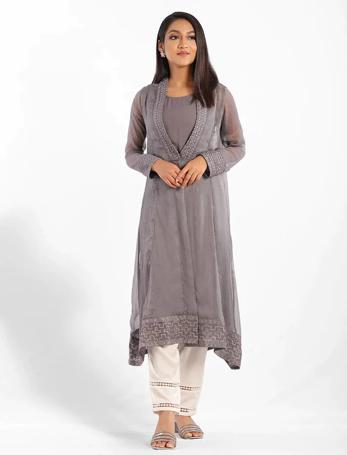 Embroidered Shrug Set
