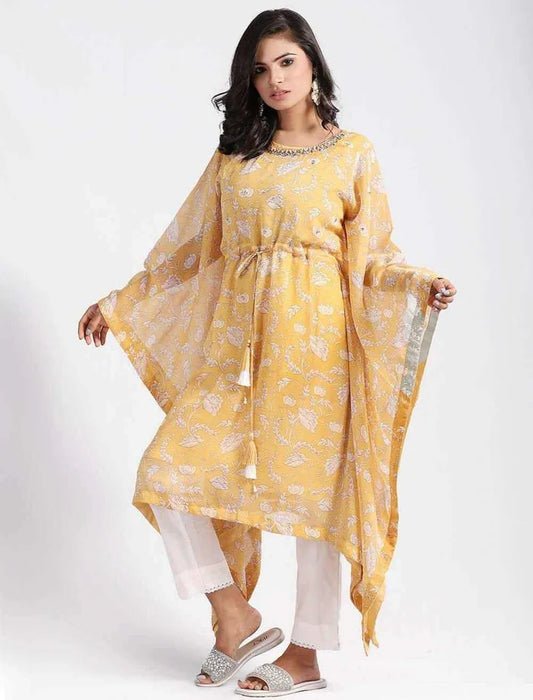 Printed Kaftan with Zardozi Work
