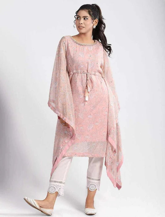 Printed Kaftan with Zardozi Work